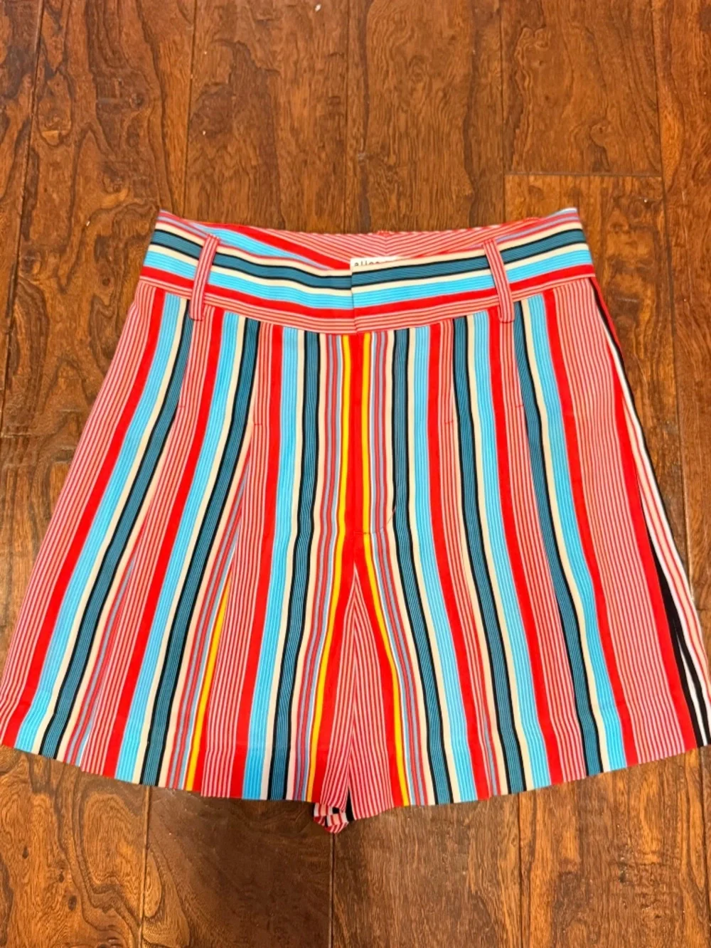 Alice + Olivia High Waist Flutter Stripe Shorts 0
